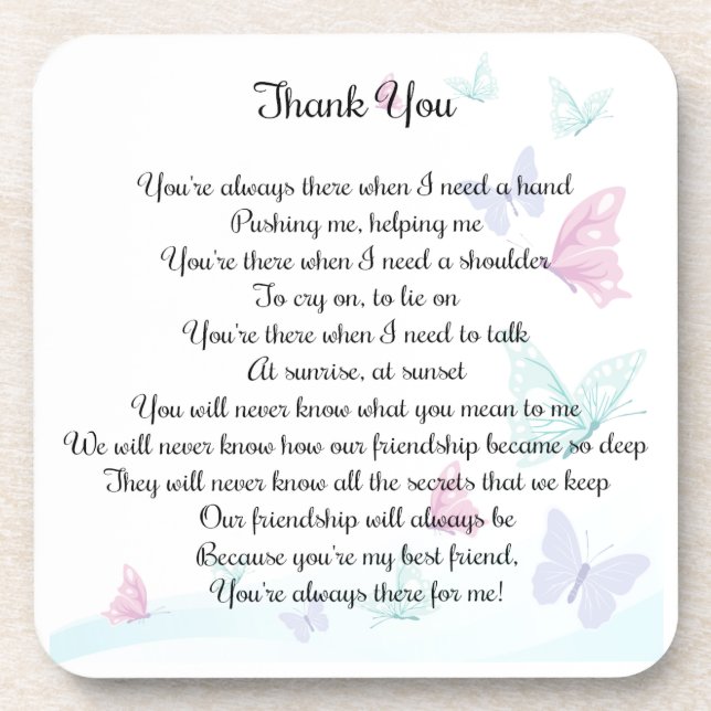 Thank You Poem Drink Coaster (Front)