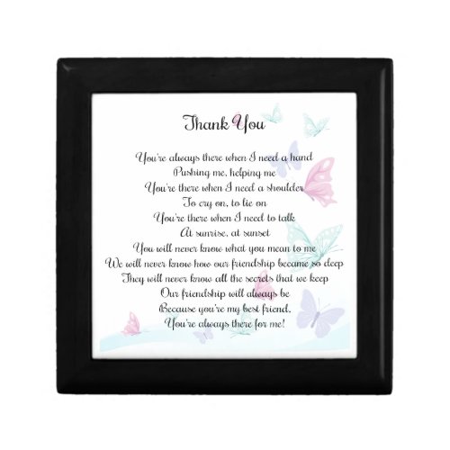 Thank You Poem Unique Gift Box