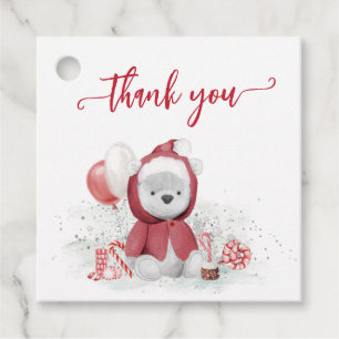 Thank you Polar Bear Santa Christmas Baby Shower Favor Tags