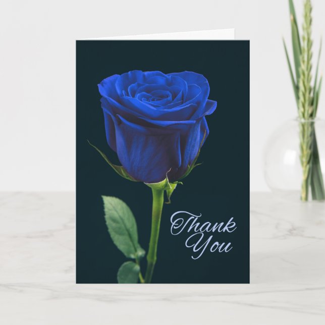Thank You Police Blue Rose Photograph Holiday Card (Front)