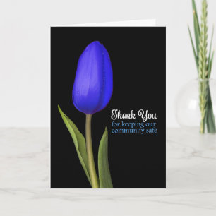 Thank You Police Blue Tulip Photograph Holiday Card
