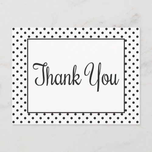 Thank You Polka Dot Black And White Postcard