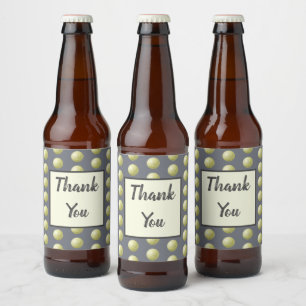 Thank You Polka Dot Gold Gray Grateful Beer Bottle Label