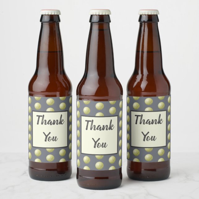 Thank You Polka Dot Gold Gray Grateful Beer Bottle Label (Bottles)