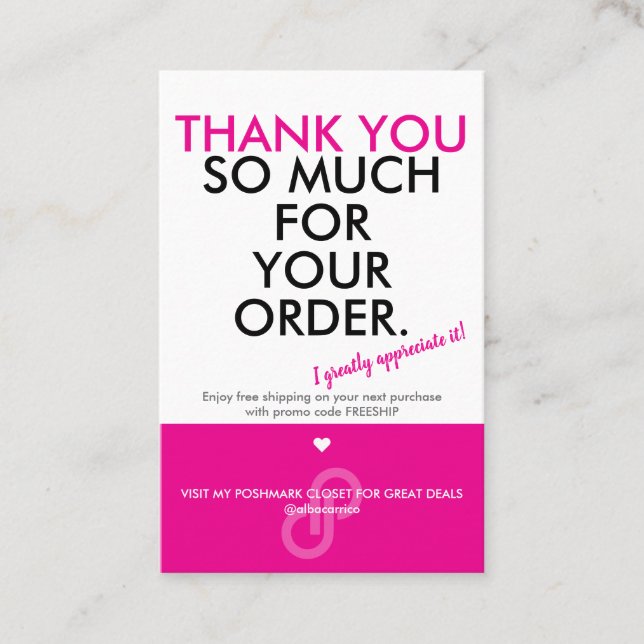 Thank You Poshmark Business Card (Front)