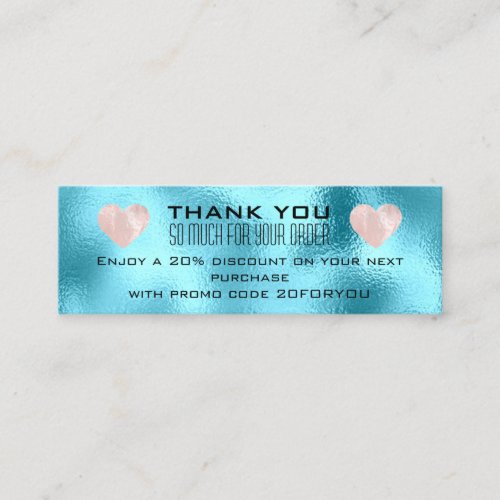 Thank You Poshmark Instag Discount Code Heart Blue Mini Business Card