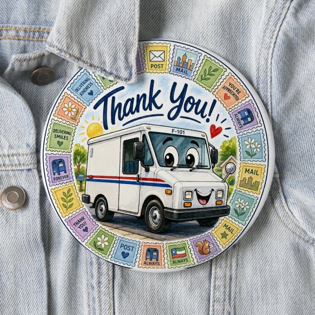 Thank you postal workers appreciation  button (In Situ)