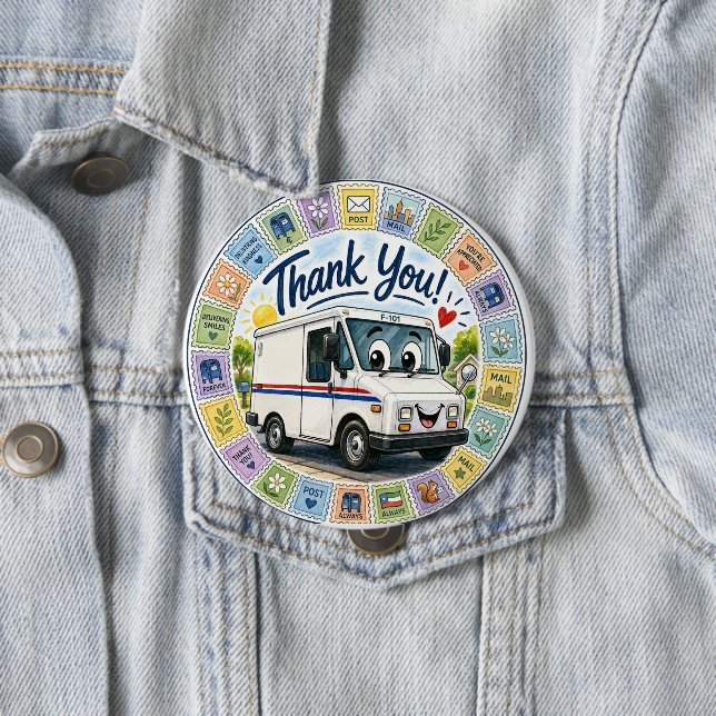 Thank you postal workers appreciation  button (In Situ)