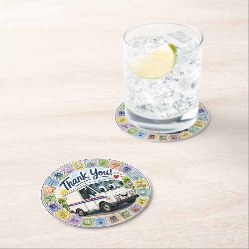 Thank you postal workers appreciation round paper coaster