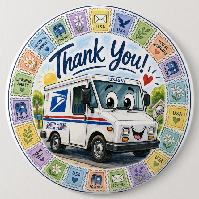 Thank you Postal Workers  Button (Front)