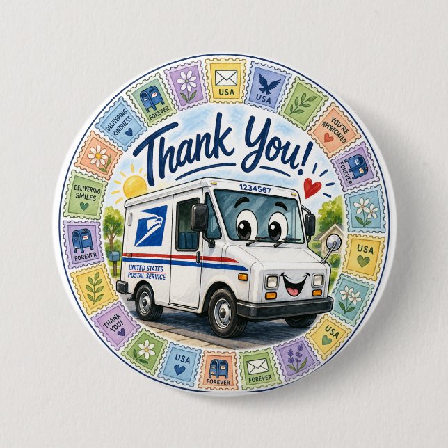 Thank you Postal Workers  Button (Front)
