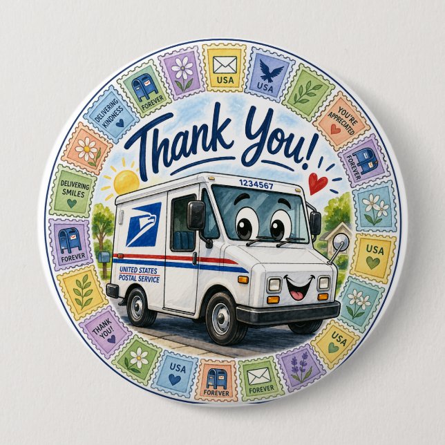 Thank you Postal Workers  Button (Front)