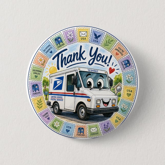 Thank you Postal Workers  Button (Front)