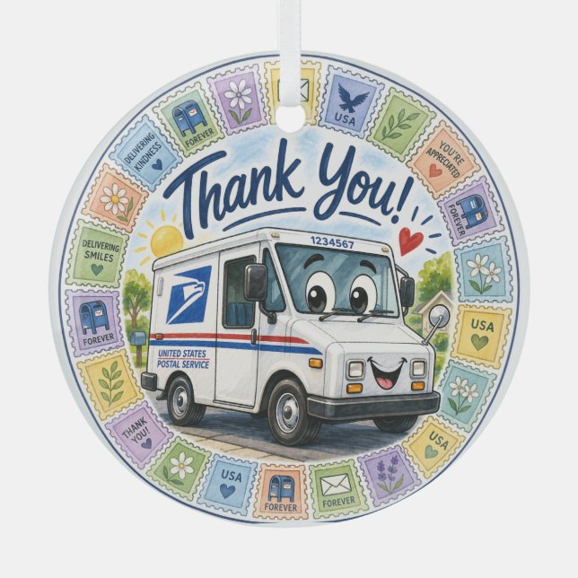 Thank you Postal Workers  Glass Ornament (Front)