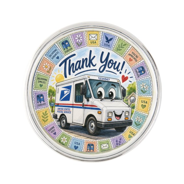 Thank you Postal Workers  Lapel Pin (Front)