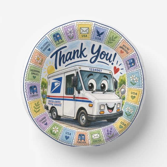 Thank you Postal Workers  Paper Bowls (Front)