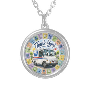 Thank you Postal Workers Silver Plated Necklace