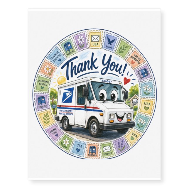 Thank you Postal Workers  Temporary Tattoos (Front)