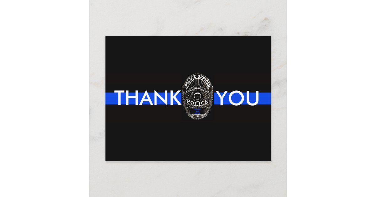 THANK YOU POSTCARD FOR POLICE | Zazzle