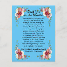 Thank You Postcard For Sending Flowers After Death