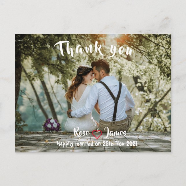 Thank You Postcard For Wedding Guests (Front)
