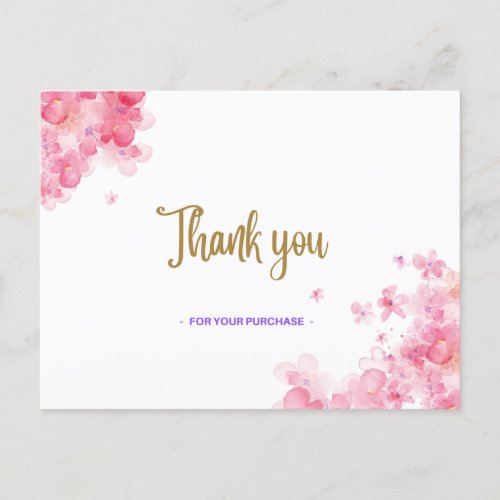 Thank You Postcard Pink Flower