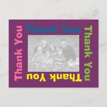 Thank You Postcard - Purple Multi Color Frame by Love_Letters at Zazzle