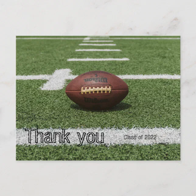 Thank you postcard rugby ball sporty class of year | Zazzle