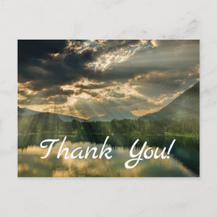 Thank you postcard. Sky, Mountains, Trees, Lake. Postcard