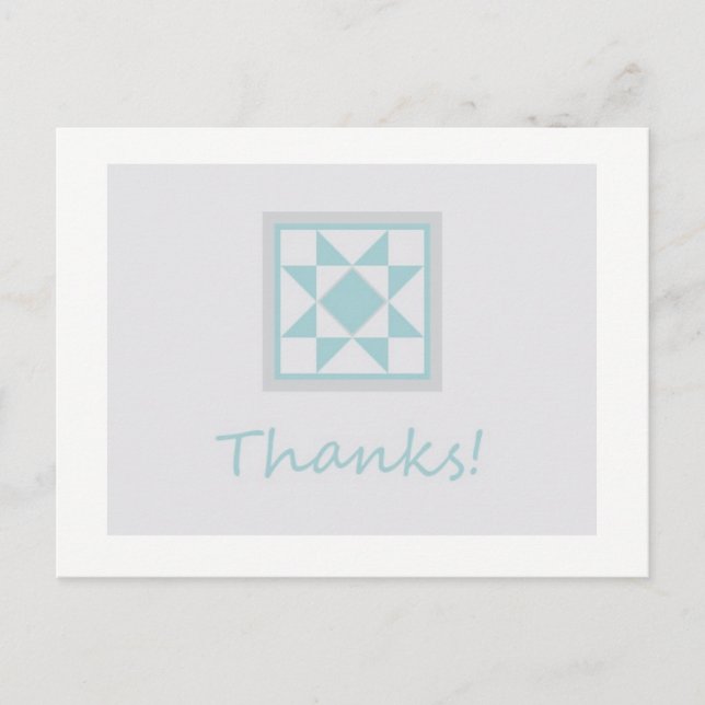 Thank You Postcard - Star Quilt Block (blue/grey) (Front)