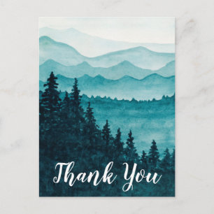 Thank you postcard, water color mountain landscape postcard