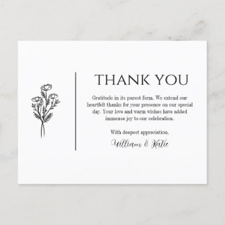 Thank You Postcard - Wedding, Minimalist
