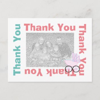 Thank You Postcard With Photo - Pink Baby Carriage by Love_Letters at Zazzle