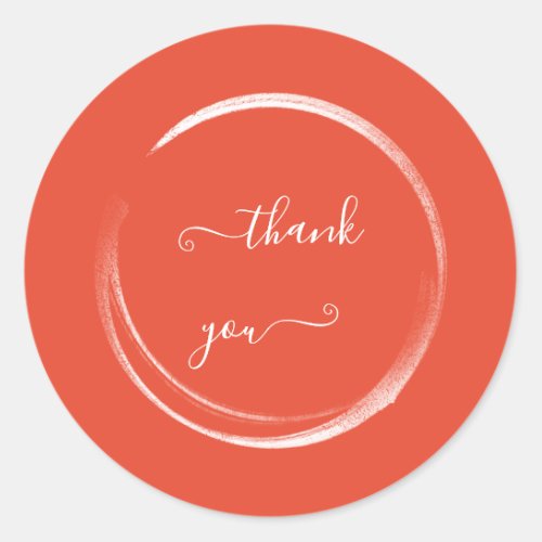 Thank You Powder Coral Wedding Bridal Shower Classic Round Sticker