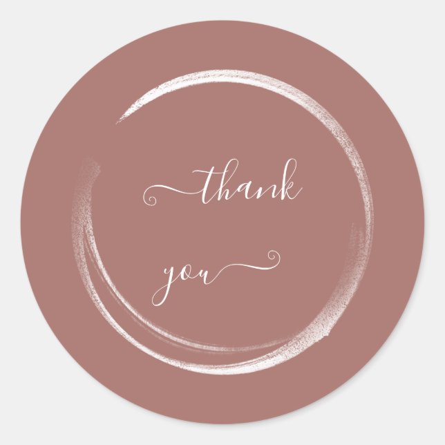Thank You Powder Rose Wedding Bridal Shower  Classic Round Sticker (Front)