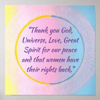 Thank You Prayer For Peace And Women's Rights Poster by Cherylsart at Zazzle
