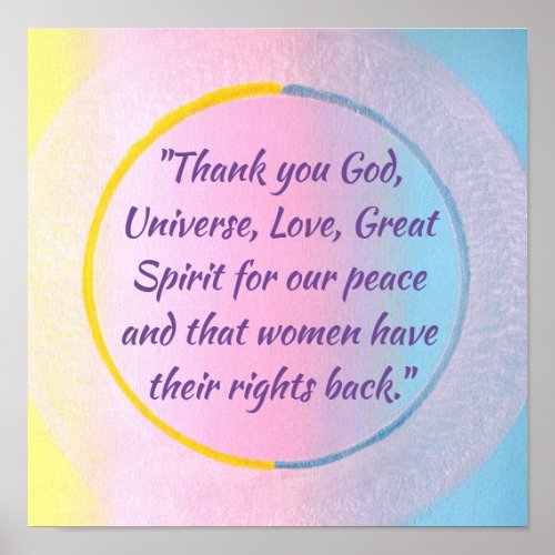 Thank you prayer for peace and womens rights poster