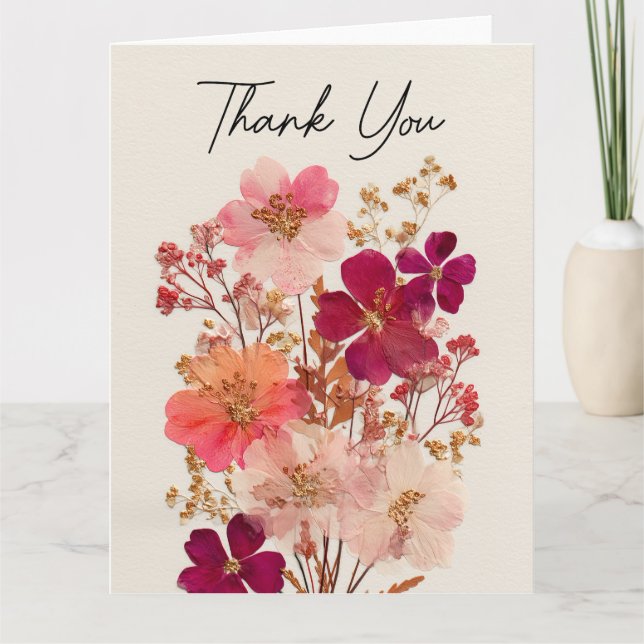 Thank You Pressed flower design Card (Front)