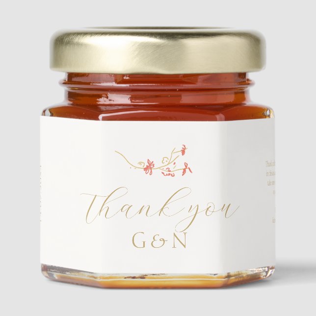 Thank You| Pretty Floral Wilflower Wedding Honey Jar Favors (Front)