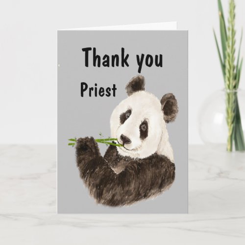 Thank you Priest with Funny Panda Bear Card