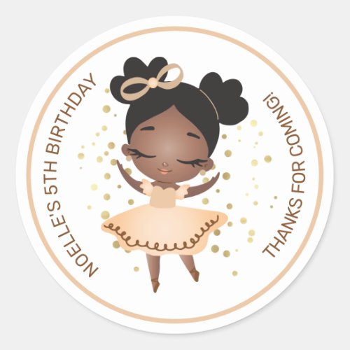 Thank You Princess Ballerina wBow Birthday Class Classic Round Sticker