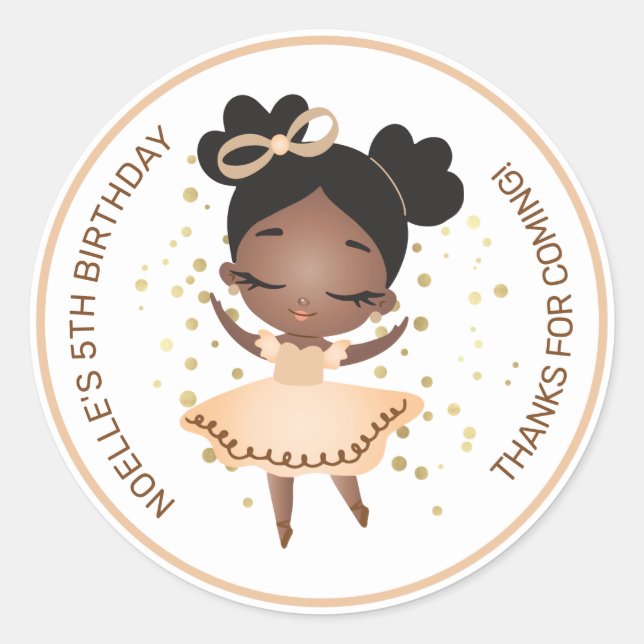 Thank You! Princess Ballerina w/Bow Birthday Class Classic Round Sticker (Front)
