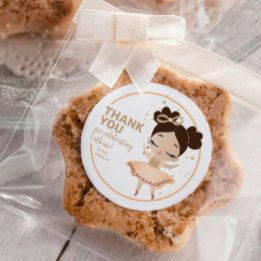 Thank You! Princess Ballerina w/Bow Birthday Classic Round Sticker