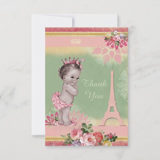 Thank You Princess Eiffel Tower Baby Shower Card (Front)