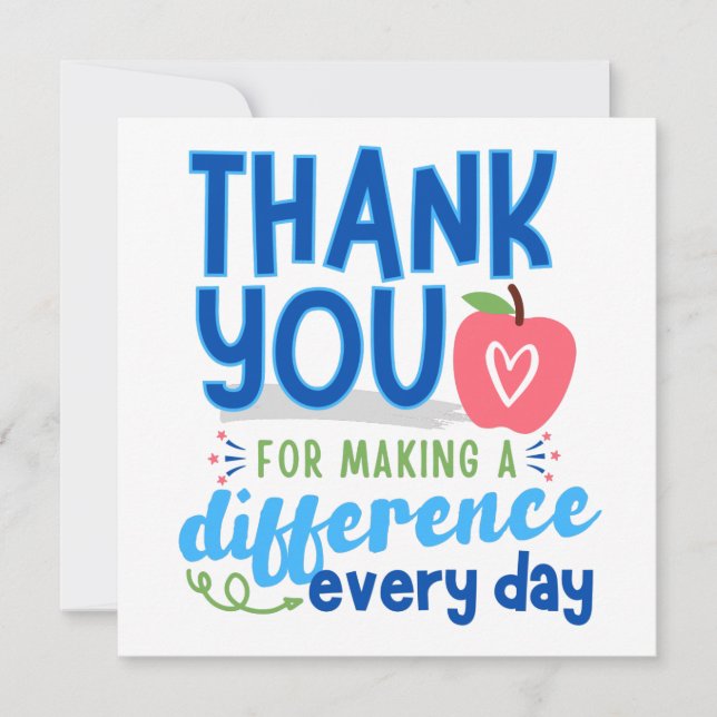 Thank You Principal, Thank You Teacher Card (Front)