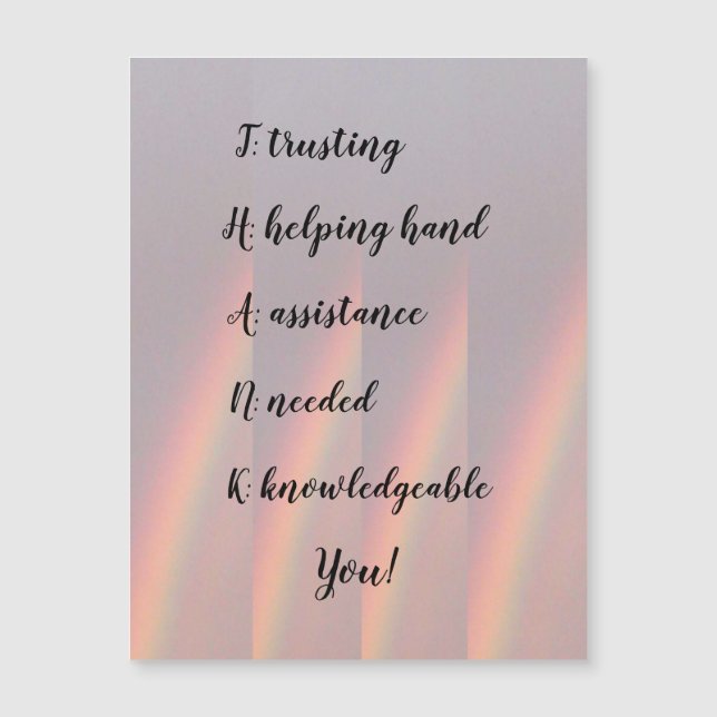 Thank You Prism Magnetic Greeting Card (Front)