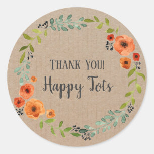 Thank you Product Vintage Floral Wreath Craft Classic Round Sticker