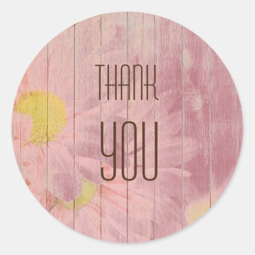 Thank You Professional Rose Gold Floral Minimalist Classic Round Sticker