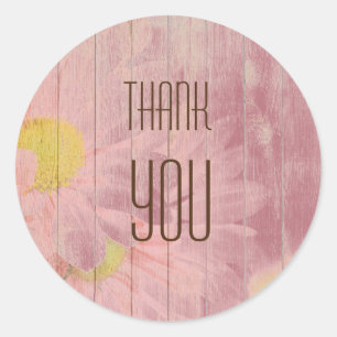 Thank You Professional Rose Gold Floral Minimalist Classic Round Sticker
