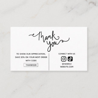 Thank You Promo Code 2025 Social Media Your Logo Business Card